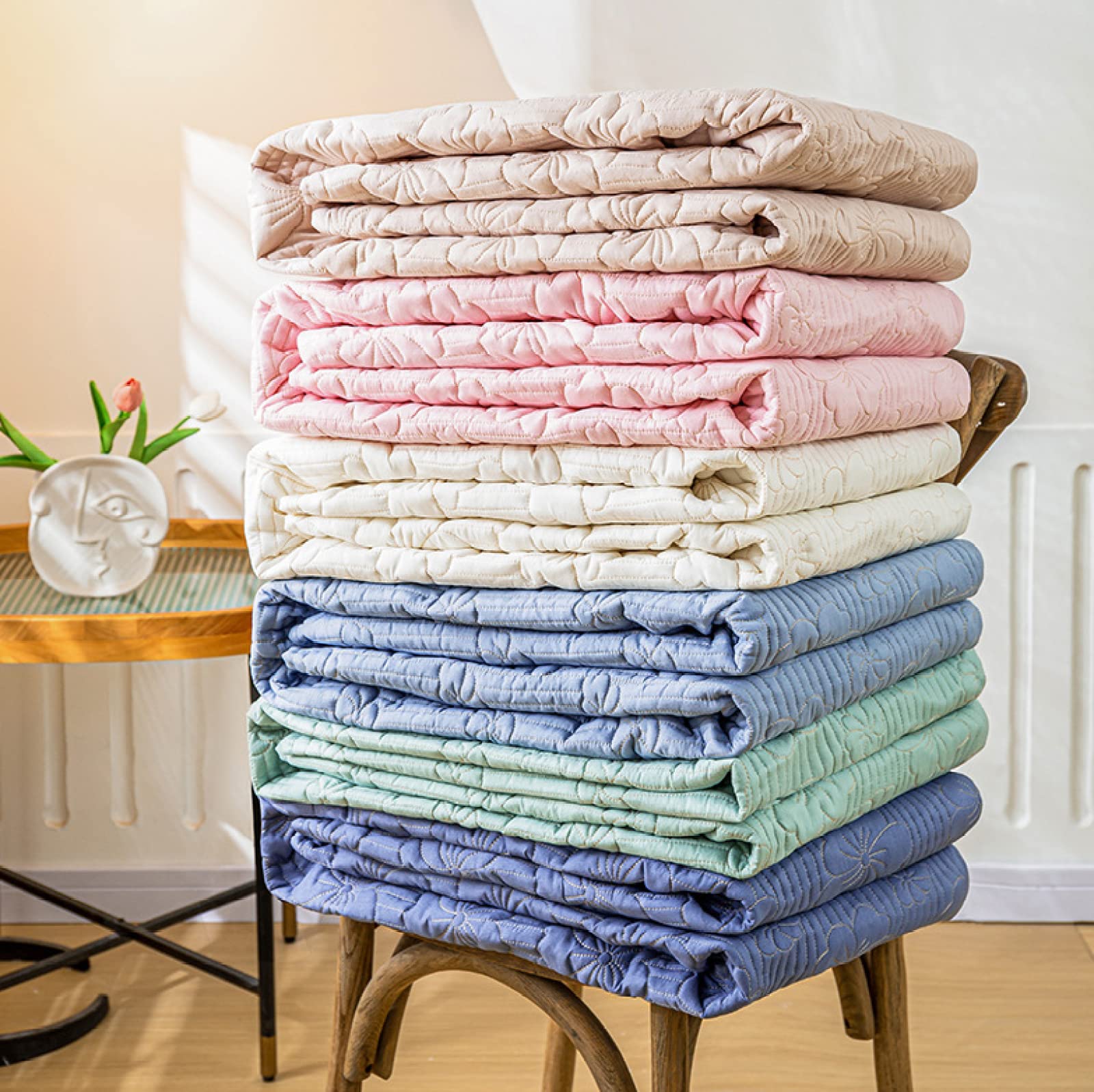 Colchón suave y cómodo, sábanas de cama de matrimonio acolchadas de fibra cepillada agradable a la piel, colcha con estampado de color sólido, se adapta a colchones de 30 cm de profundidad, color