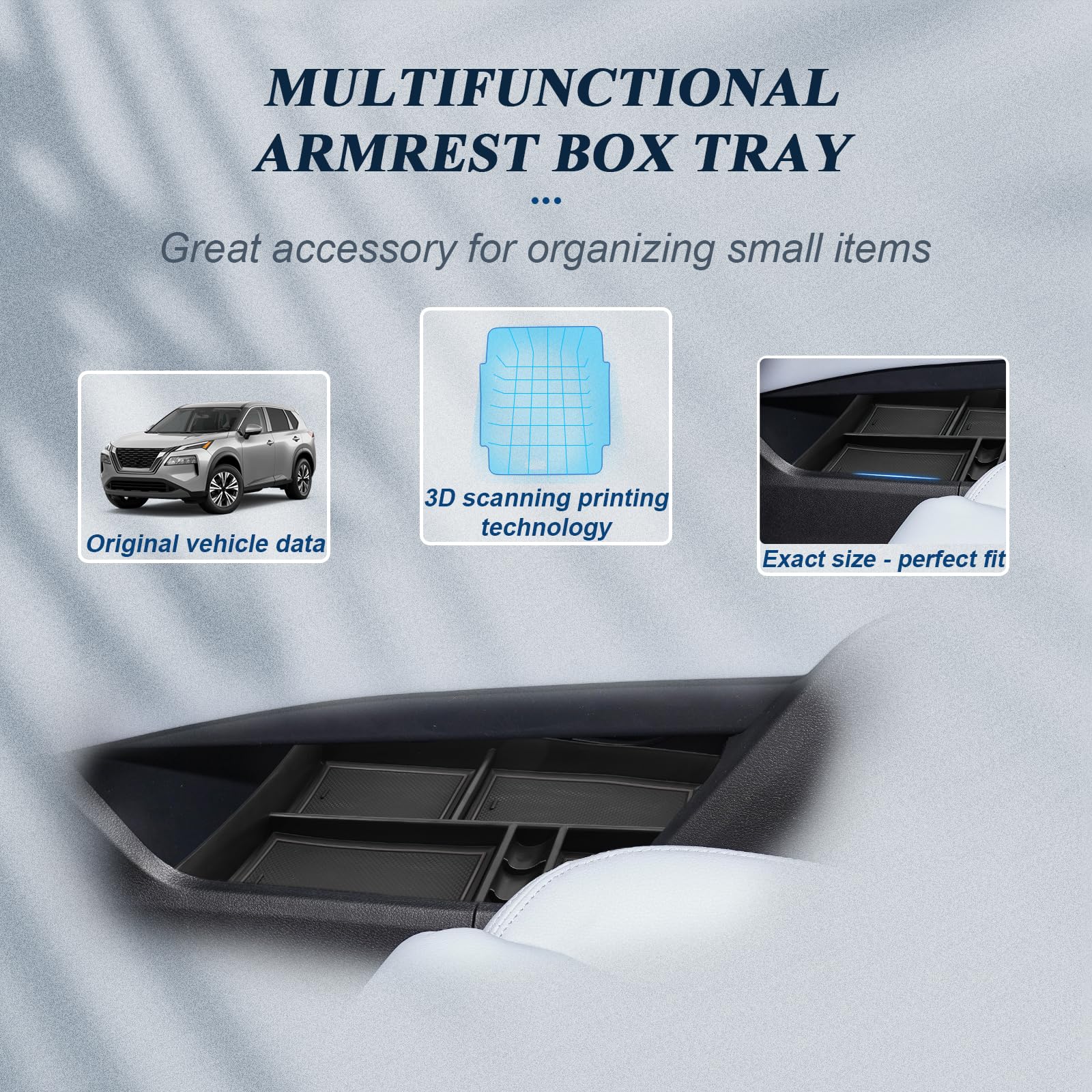 BIBIBO Organizer do konsoli środkowej Kompatybilny z Nissan X-Trail T33 2022-2025, pudełko do przechowywania na podłokietnik, organizer do konsoli środkowej na podłokietnik, akcesoria samochodowe z