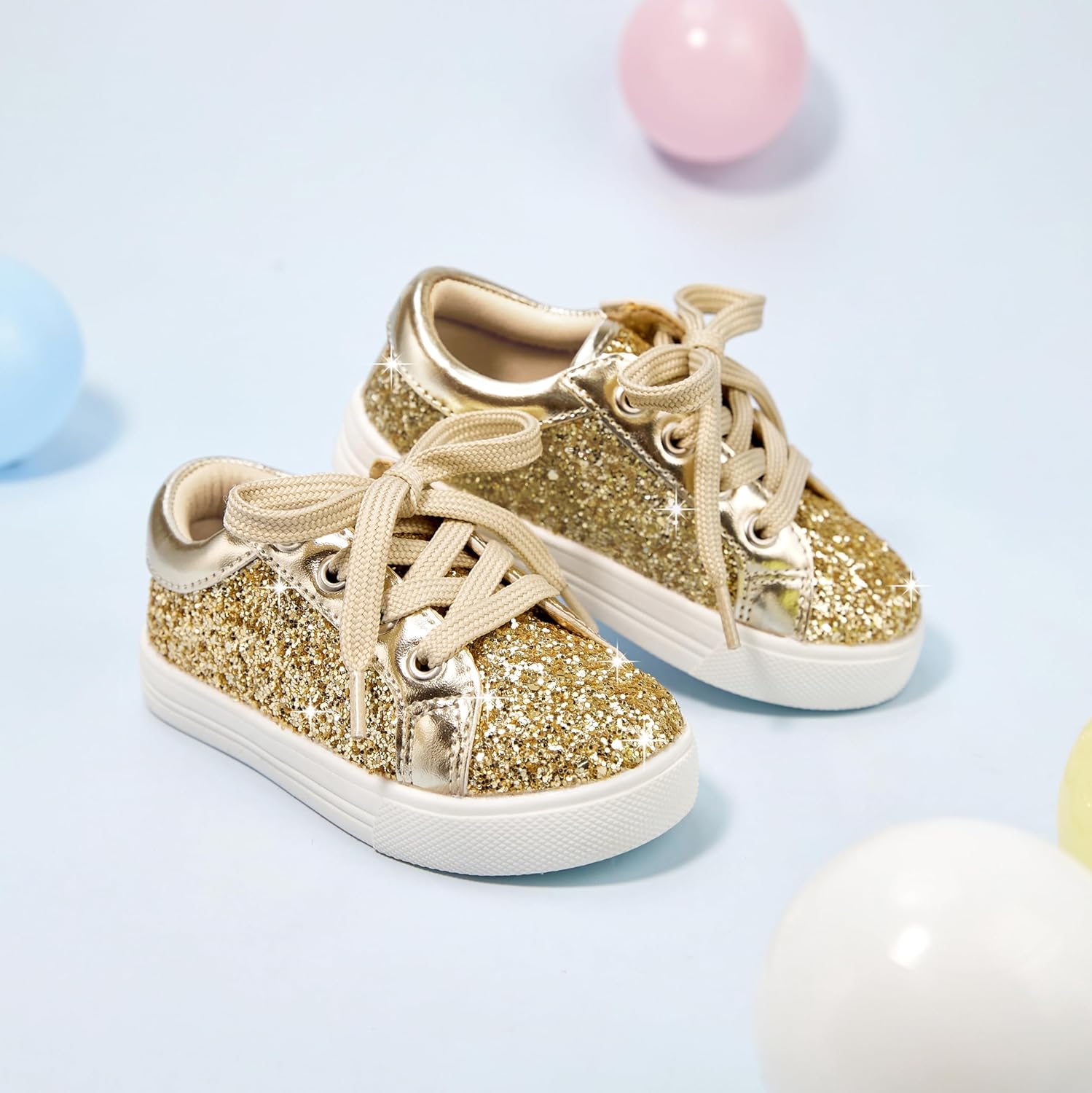GINFIVE Toddler Girls Sneakers Little Girls Slip On Shoes Glitter Sneakers Toddler - Image 6