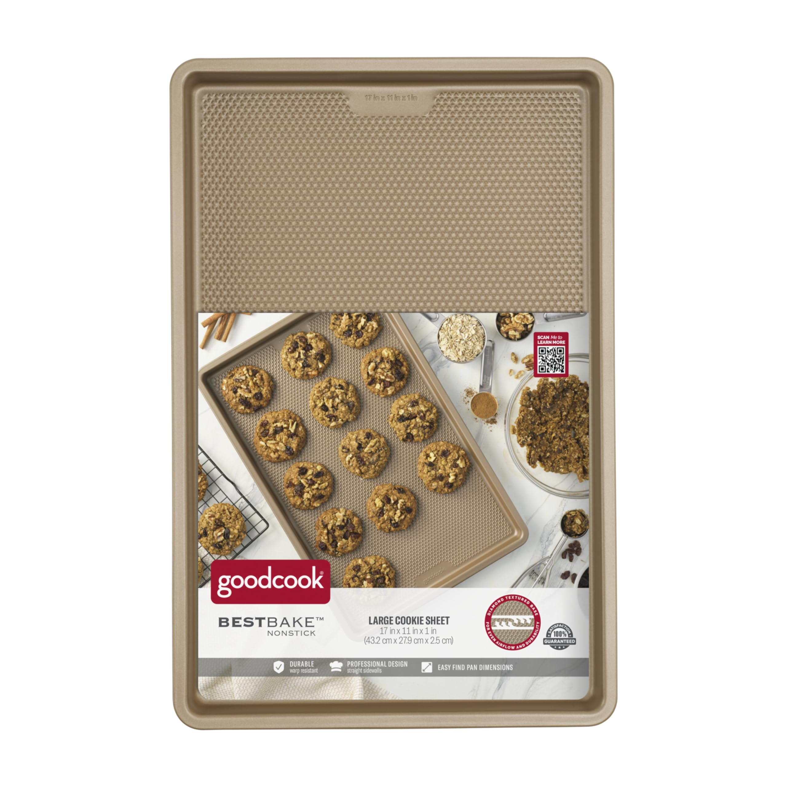 GoodCook BestBake - Bandeja grande de acero al carbono con textura antiadherente, 11 x 17 pulgadas, bronce