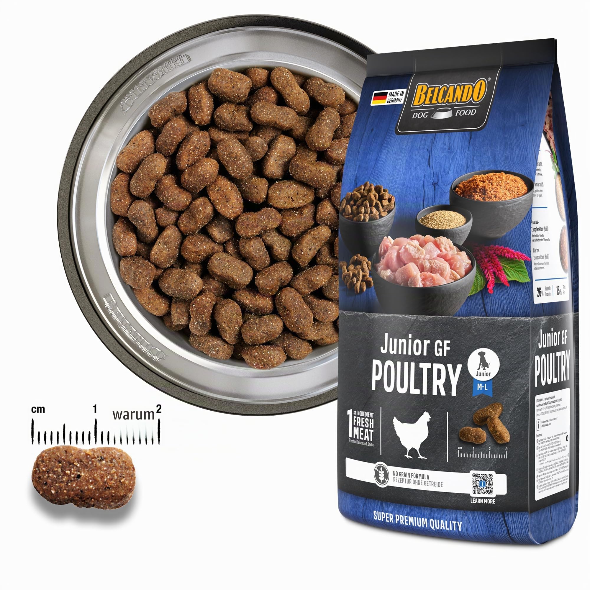 BELCANDO Junior GF Poultry [12,5 kg] getreidefreies Hundefutter | Trockenfutter ohne Getreide für Junge Hunde | Alleinfuttermittel für Hunde ab 4 Monaten