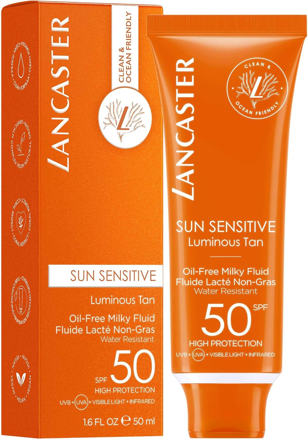 Lancaster Sun Sensitive Oil-Free Face Fluid SPF50 50ml, Photoaging Control, Broad Spectrum Daily Sun Protection - Image 3