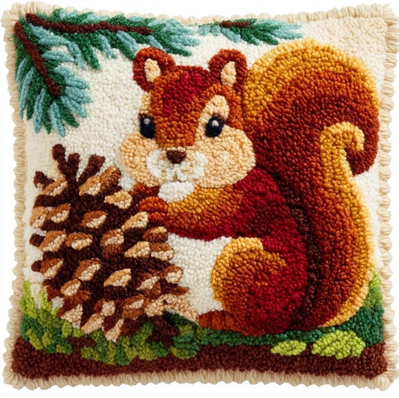 Pre Printed Latch Hook Kits for Adults Beginners,Animal Squirrel