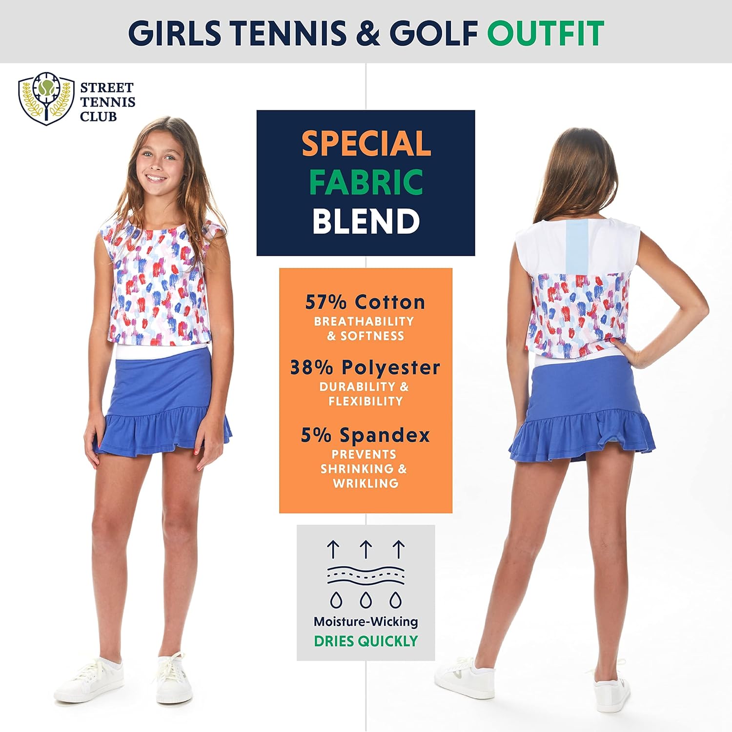 Street Tennis Club Girls Tennis Dress & Golf Outfit, Athletic Skirts Dress with Built-in Shorts