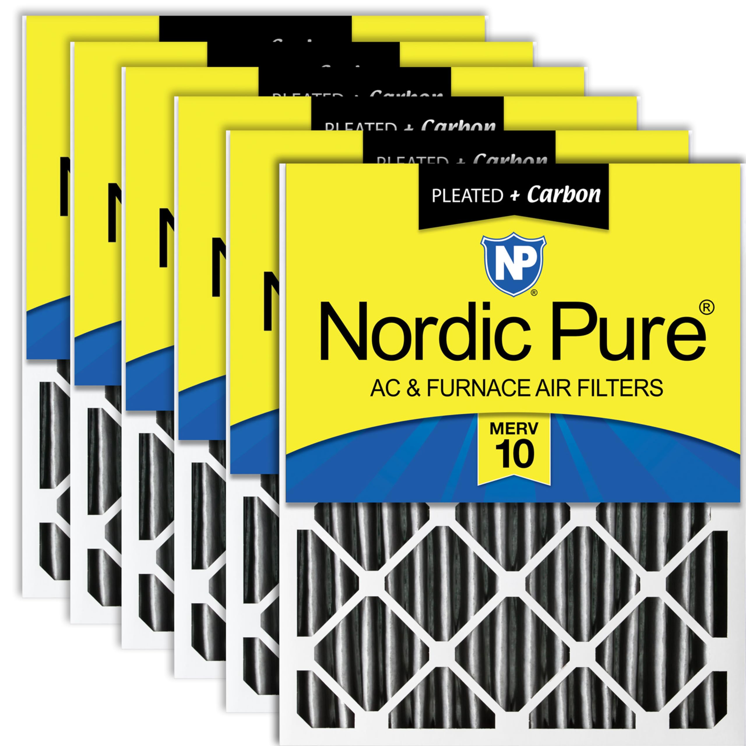 Nordic Pure 20x25x4 Pleated MERV 10 Plus Carbon Air Filters 6 Pack