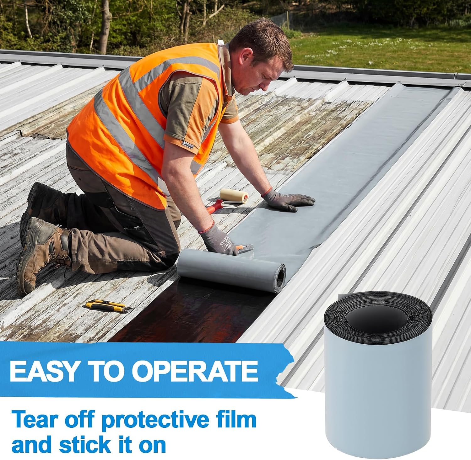 Waterproof Roof Repair Tape, TPU, 16.5 Feet Length, 4 Inch Width