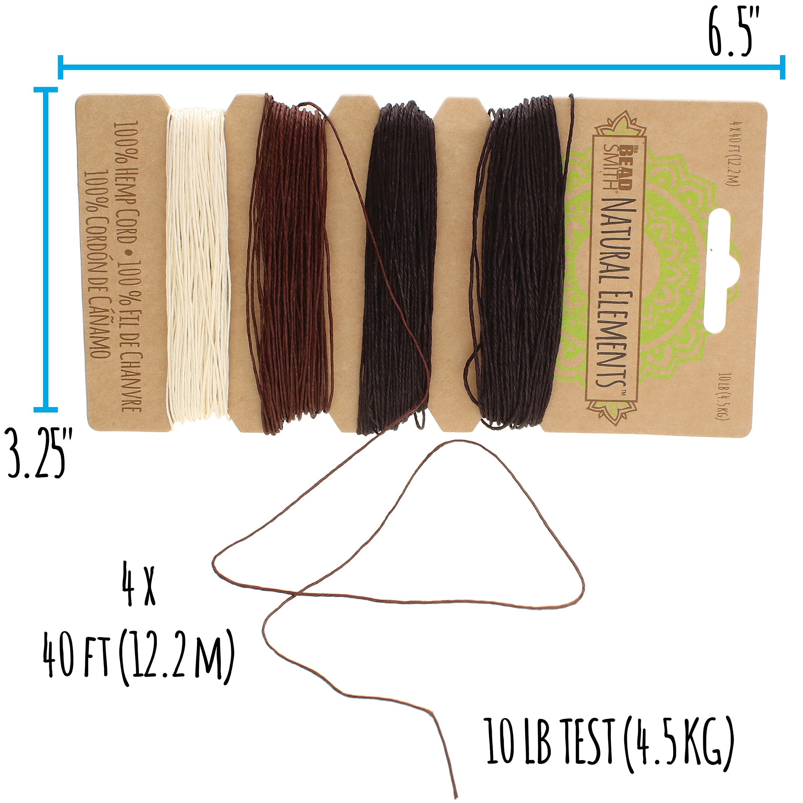 The Beadsmith Cordon 100 % chanvre - Couleurs bronze - 0,55 mm - Bobine de 12,2 m, résistance au test de 4,5 kg - Ficelle pour la fabrication de bijoux, macramé, travaux manuels en papier, jardinage,