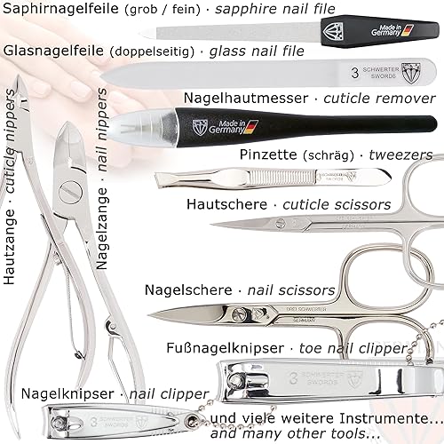 Miniatura 2 de 3 Swords Germany - Juego de 16 piezas de manicura y pedicura de calidad de marca para cuidado profesional de uñas de dedos y dedos de los pies,
