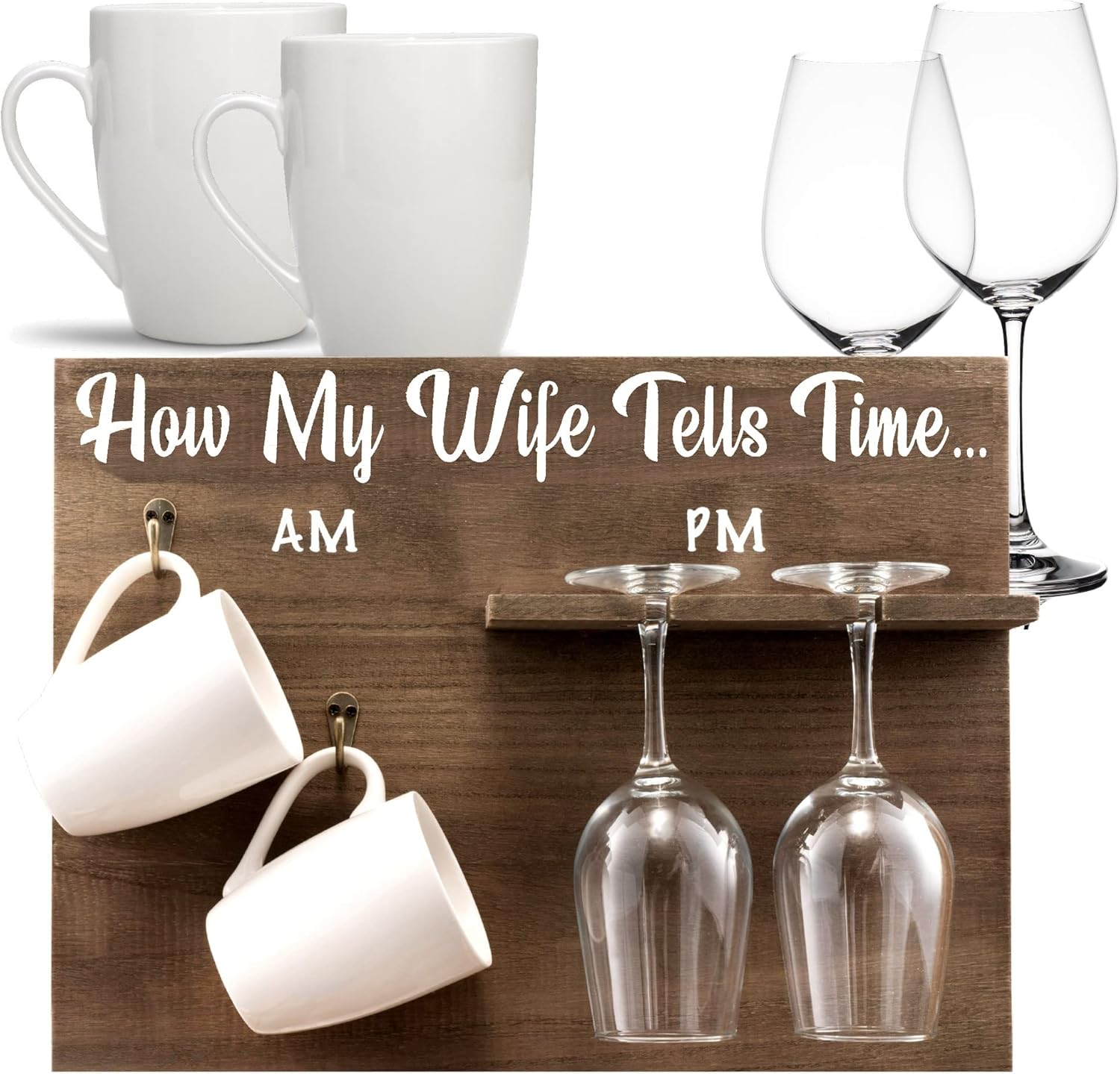 Bezrat Christmas Birthday Gifts for Wife - Funny Gift - Unique Gift for Wife - Great Gift Idea for Wifes from Husband - Girlfriend Birthday Presents - Includes 2 Glasses and 2 Coffee Mugs