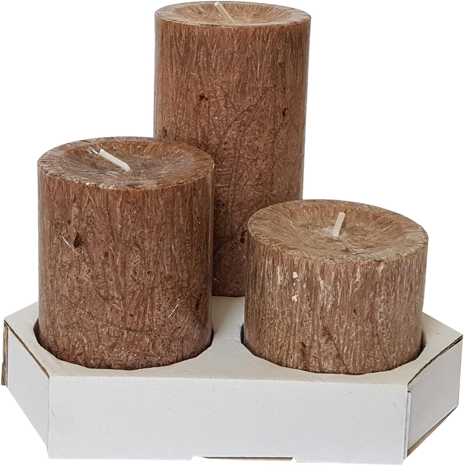 Stearinos Candles STE68/70/95 x 140 cm STEARIN PALM WAX PILLAR CANDLE, Mocha (UK 12 – 14 x 6.8 cm