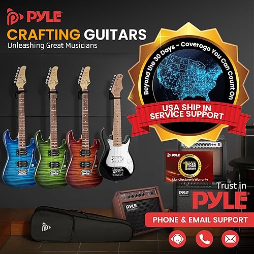 Miniatura 7 de Pyle Kit de iniciación de guitarra eléctrica para niños con amplificador, mini instrumento de 30 pulgadas con amplificador de 10 W y accesorios