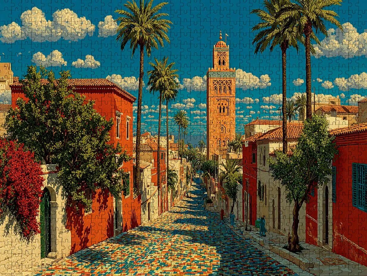 Puzzle Arte con Scatola Cielo, Vista Della Strada Puzzle Legno 6000 Pezzi Adulti 179x105cm, Attività di Intrattenimento ad Alta Difficoltà, DIY Classici Gioco, Jigsaw Per Tutta La Famiglia, J-3569