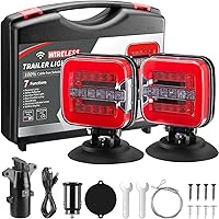 INHTGEAS Wireless Magnetic Trailer Lights - Rechargeable Towing Tail Light Kit with Brake, Turn, Reverse & Strobe for Trucks, RVs, Boats