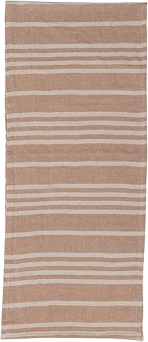 Miniatura 3 de Creative Co-Op Camino de mesa de tela doble de algodón con rayas, bronceado y natural