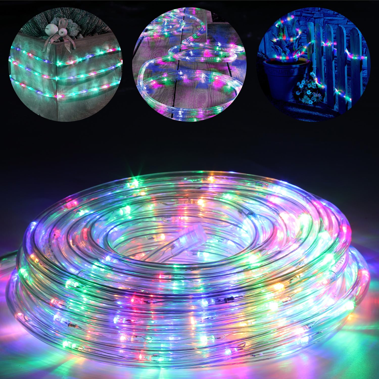 40M LED Lichterschlauch Lichtschlauch Lichterkette Energiespar Xmas weihnachtsbeleuchtung (Bunt) | 960 LEDs,8 Lichtmodi,6-Std.-Timer,Speicherfunktion,flexibler PVC-Schlauch,für innen und außen;Steuergerät nicht wasserdicht