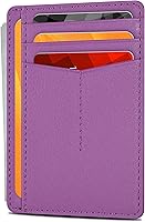 Vista 15 de Cartera de cuero Oak Leathers, cartera minimalista delgada para hombres y mujeres con bolsillo frontal, con bloqueo RFID y tarjetero, Fucsia, Pequeña