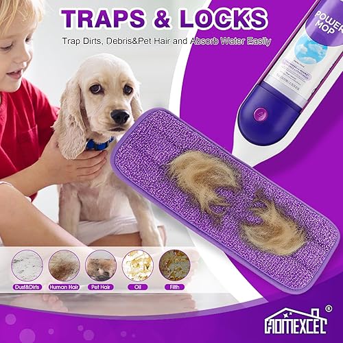 Miniatura 5 de HOMEXCEL Almohadillas de microfibra reutilizables para mopa Swiffer PowerMop, almohadillas de mopa eléctrica para trapeador de 13 a 15 pulgadas,