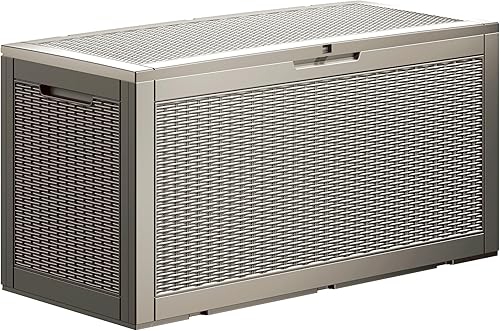 Miniatura 8 de TARKARI Caja de Cubierta de Resina con Cerradura de 180 Galones, Caja de Almacenamiento Exterior Impermeable y Resistente a los Rayos UV para