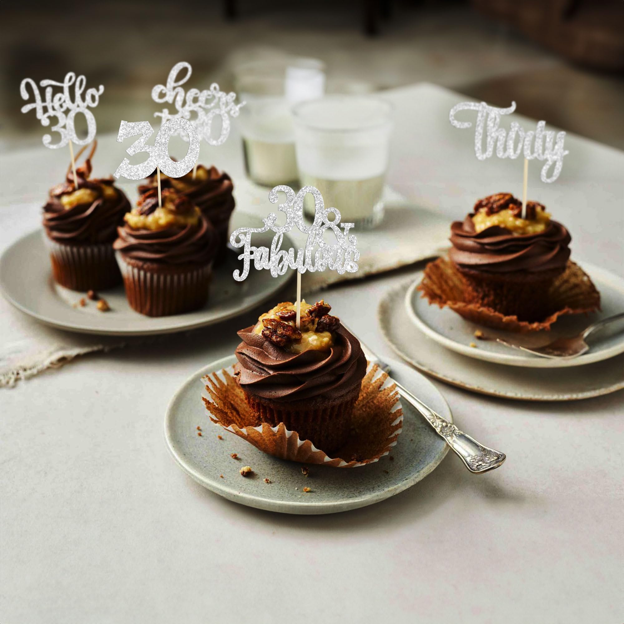Rsstarxi 48-Pack Vintage 1995 Cupcake Toppers - 30th Birthday & Anniversary Decor, Rose Gold