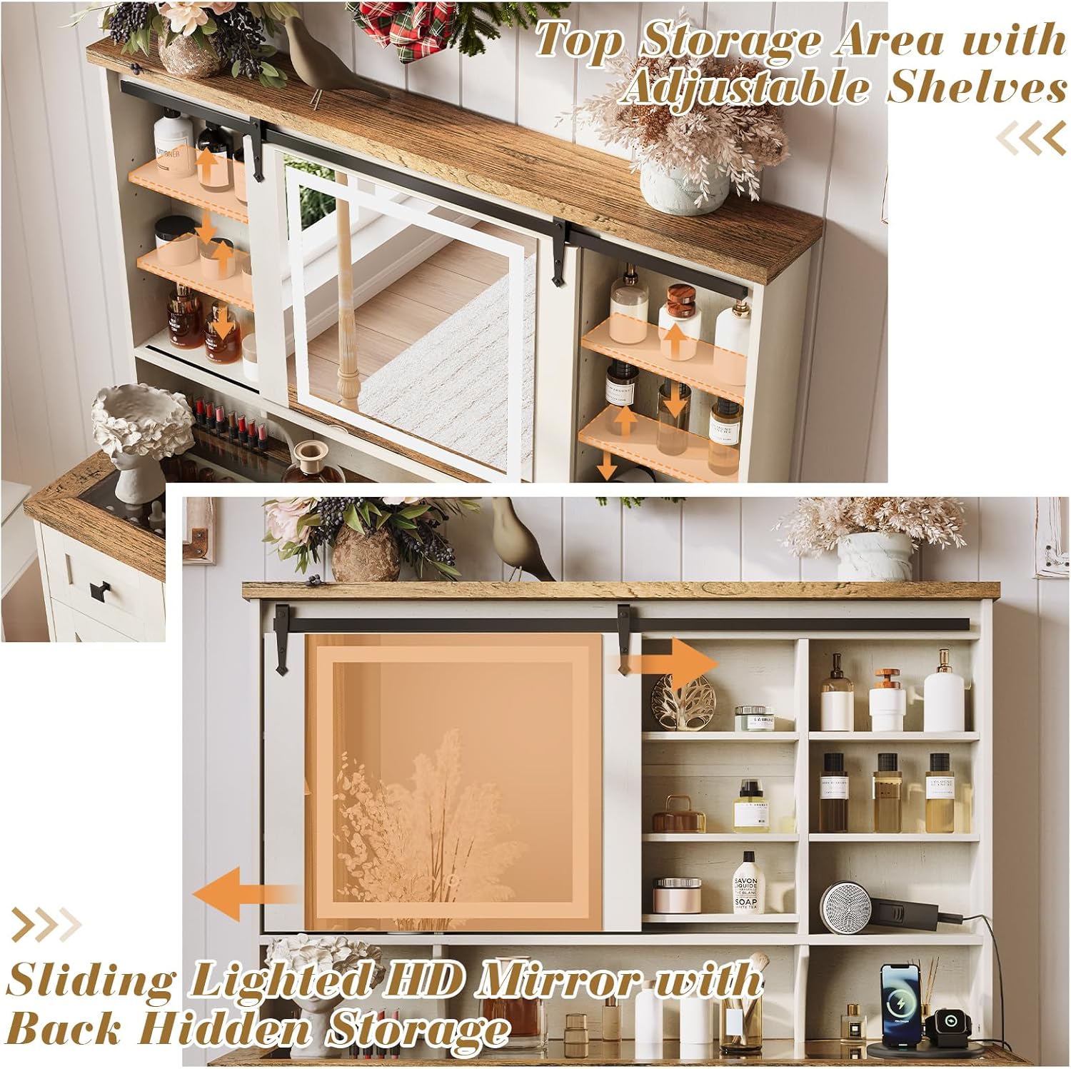 Built-in charging station with AC outlets and USB ports