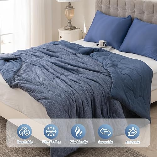 Miniatura 6 de Edredón refrescante tamaño King, edredón de verano refrescante y cálido con fibra de enfriamiento japonesa Q-Max 0.45, manta de algodón para todas