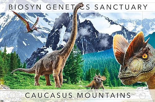 Trends International Jurassic World Dominion - Póster de pared del grupo de montañas del Cáucaso