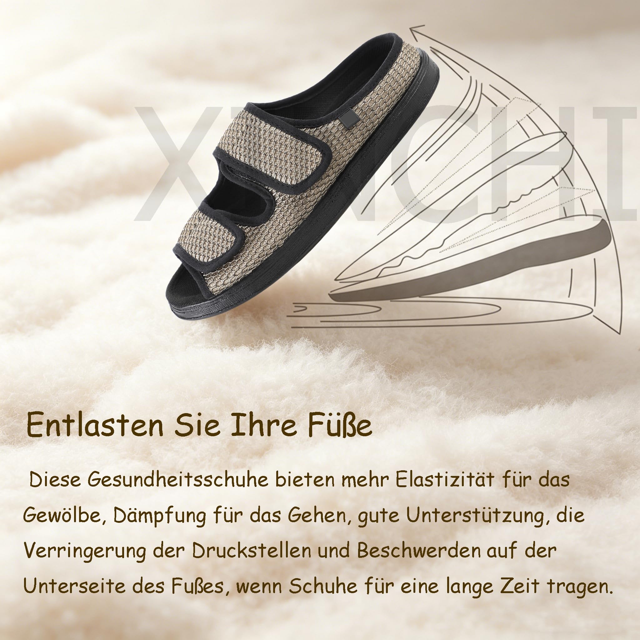 Diabetiker Hausschuhe Männer Geschwollene Füße Orthopädische Schuhe | Therapieschuhe Rehaschuhe Ältere Bequem Memory Schaum Gesundheitsschuhe Senioren Schuhe Klettverschluss 38-46 EU