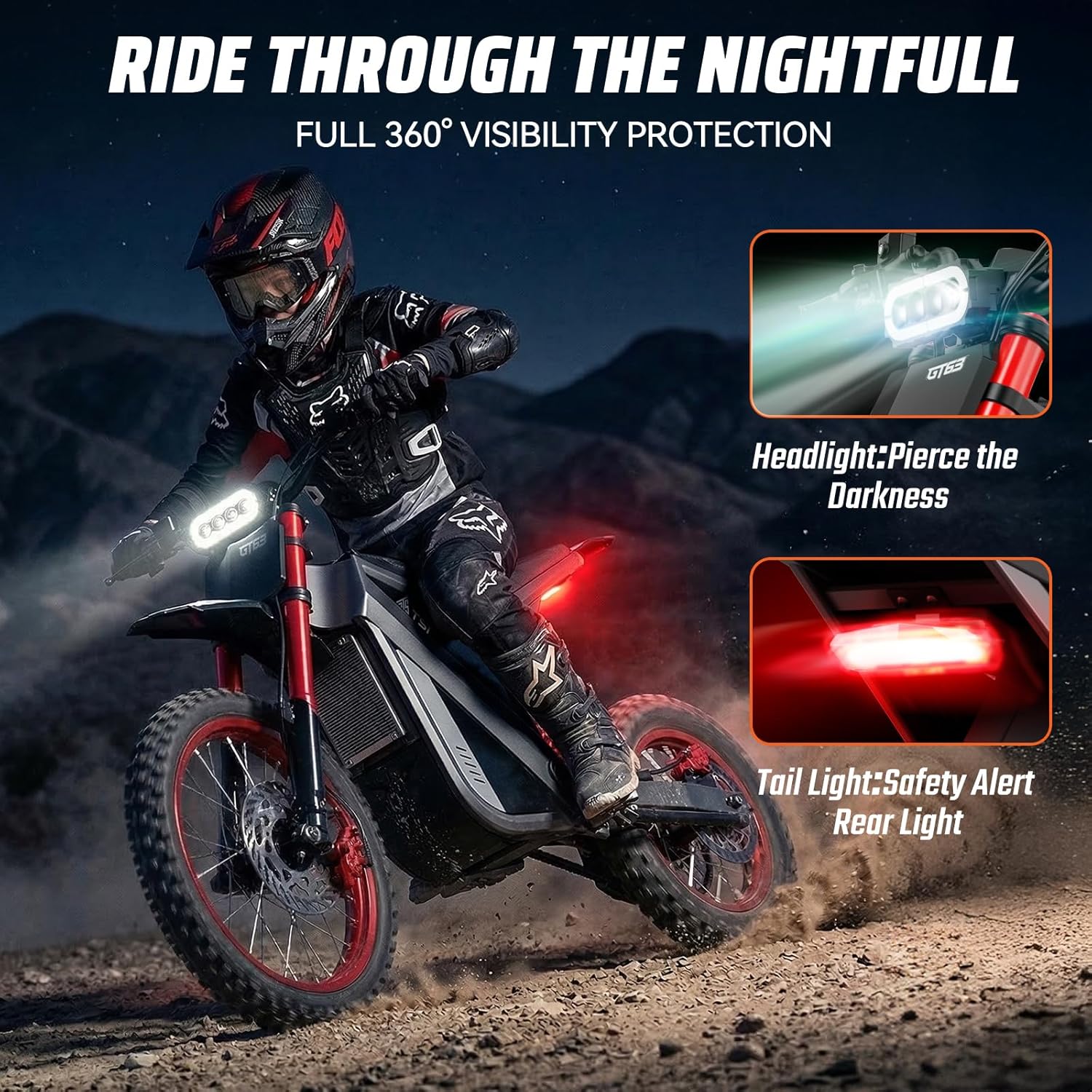 Electric Dirt Bike for Adults & Teens,Peak 2200W Motor 210Nm Electric-Motorcycle, 48V 22.5AH Battery Ebike,50 MPH,53 Miles,14"/12" Tire Off-Road Electric Motorcycle,Dual Hydraulic Brakes