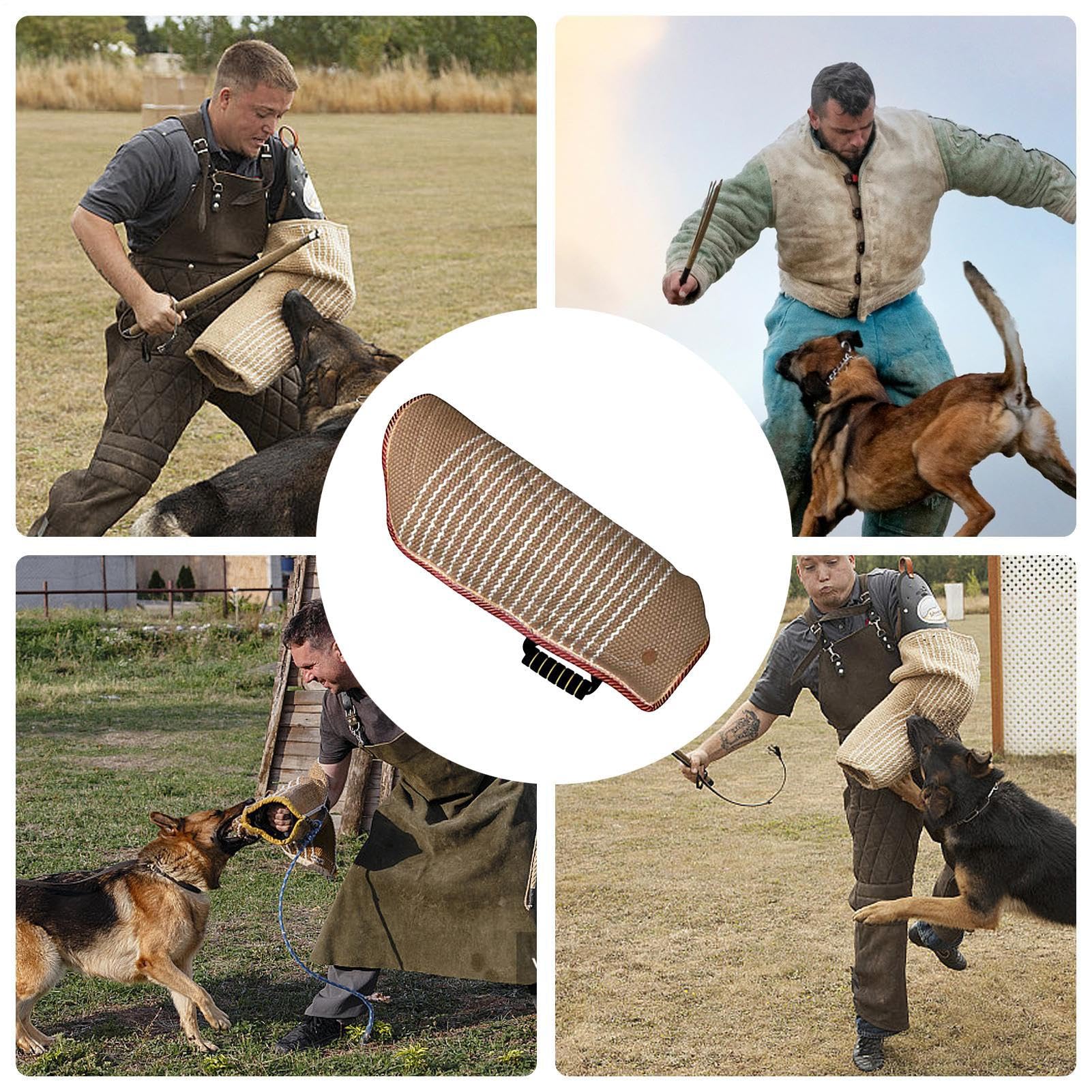 Manga mordida para perro, equipo de entrenamiento para mordeduras de cachorros, juguete de protección de brazos con yute fuerte, organizador de agarre seguro con mango cómodo, suministros para jardín