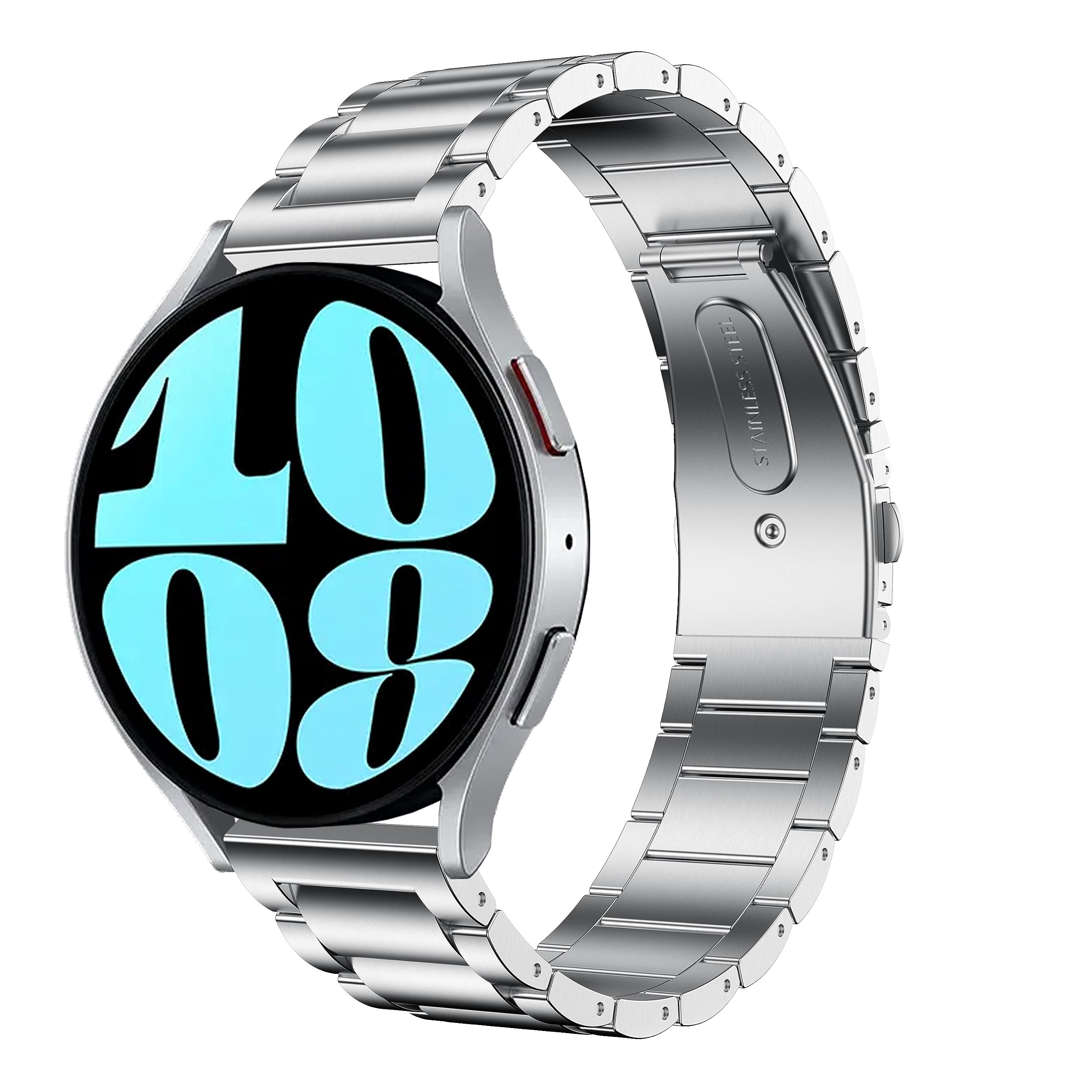 Compatible avec Samsung Galaxy Watch 7 6 5 4 40 mm 44 mm/Classic 47 mm 43 mm/Pro 45 mm, bracelet milanais de 20 mm et métal en acier inoxydable pour homme et femme