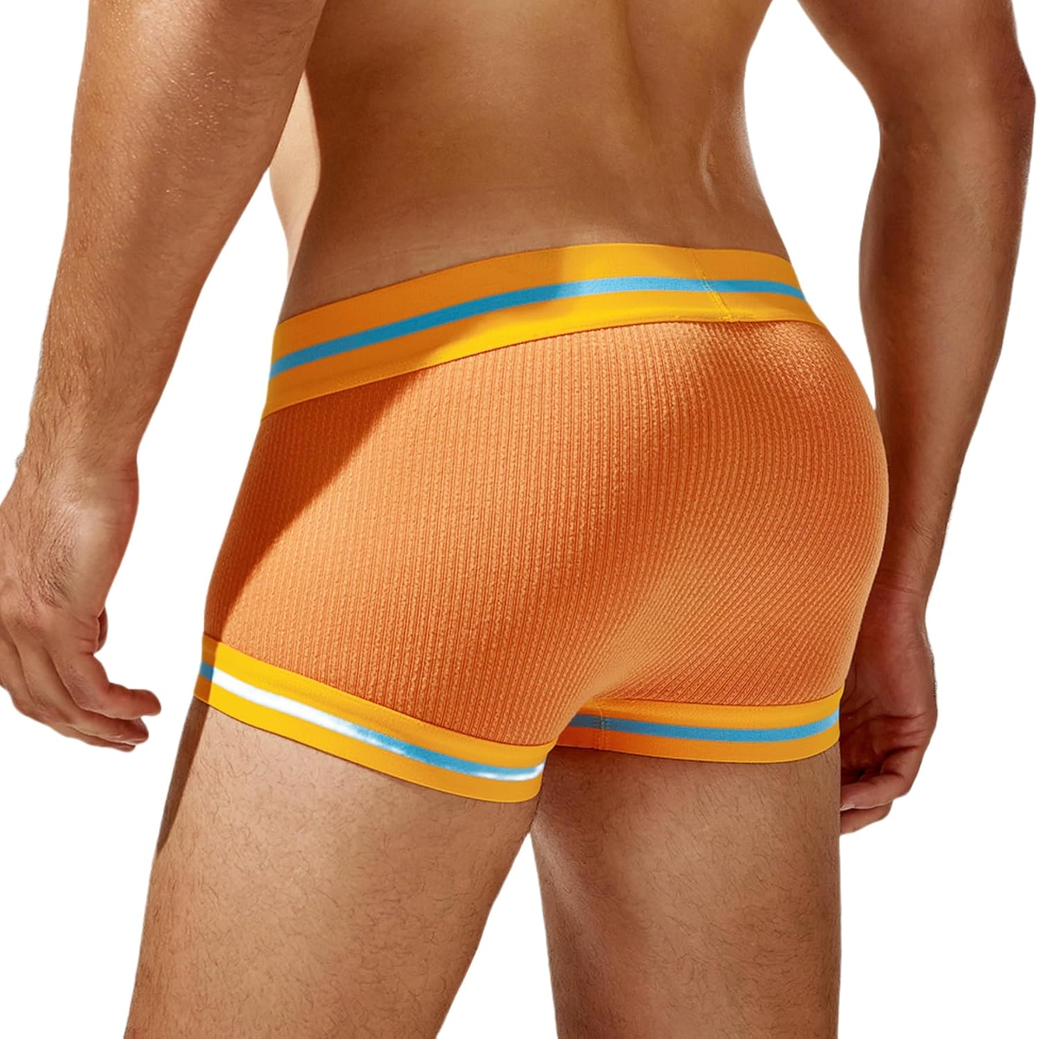 Mens Trunks Underwear Soft Ribbed Cotton Boxer Briefs for Men Low Rise Breathable Stretchy Comfort Pouch Design - Image 3