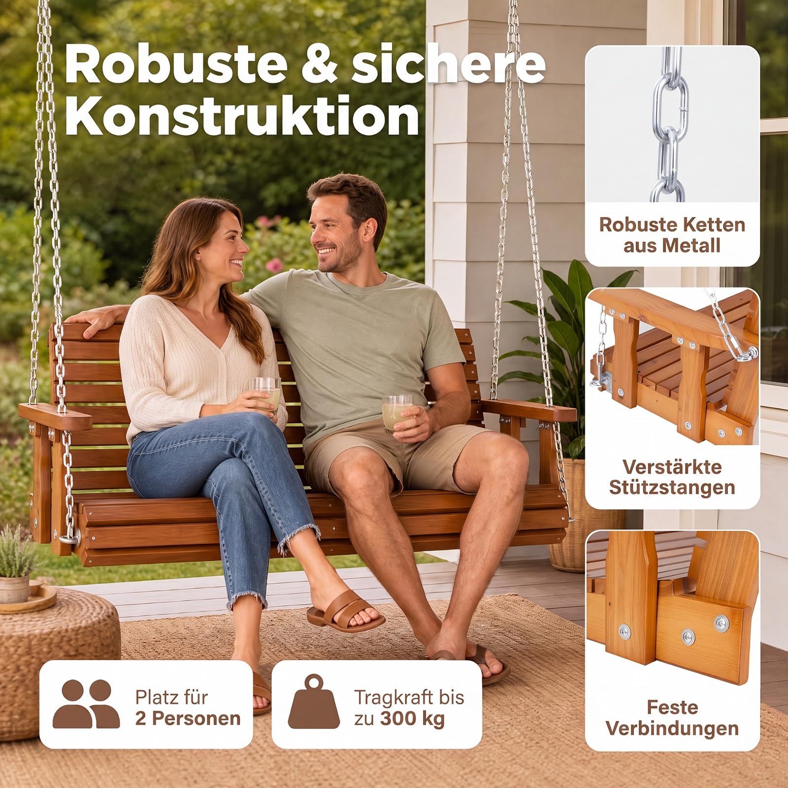COSTWAY Hängebank, 2-Sitzer Schaukelbank