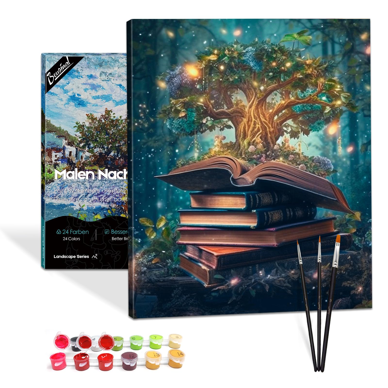 Bougimal Pintura por Números Adultos Paisaje con Pinceles y Pinturas Acrílicas - 40 x 50 cm, Sin marco, Librería 2 — view 31