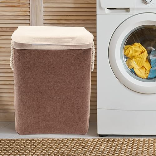 Miniatura 5 de Zerodeko 1 juego de cesta de ropa sucia con asas cesta impermeable para ropa sucia de algodón y lino cesta organizadora plegable para ropa juguetes