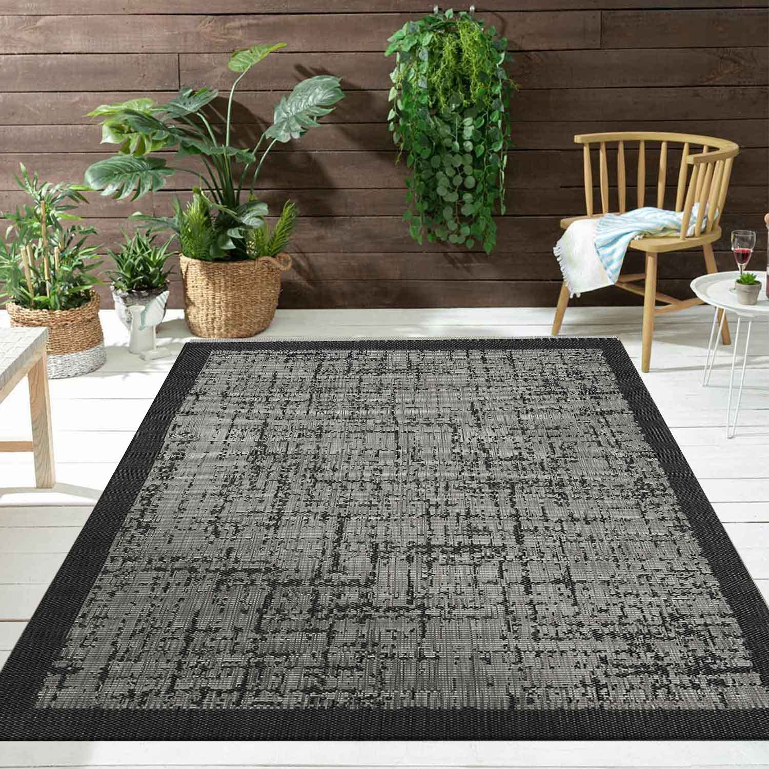 VIMODA Flachgewebe-Teppich, Innen & Außen, 60 x 100 cm, Anthrazit