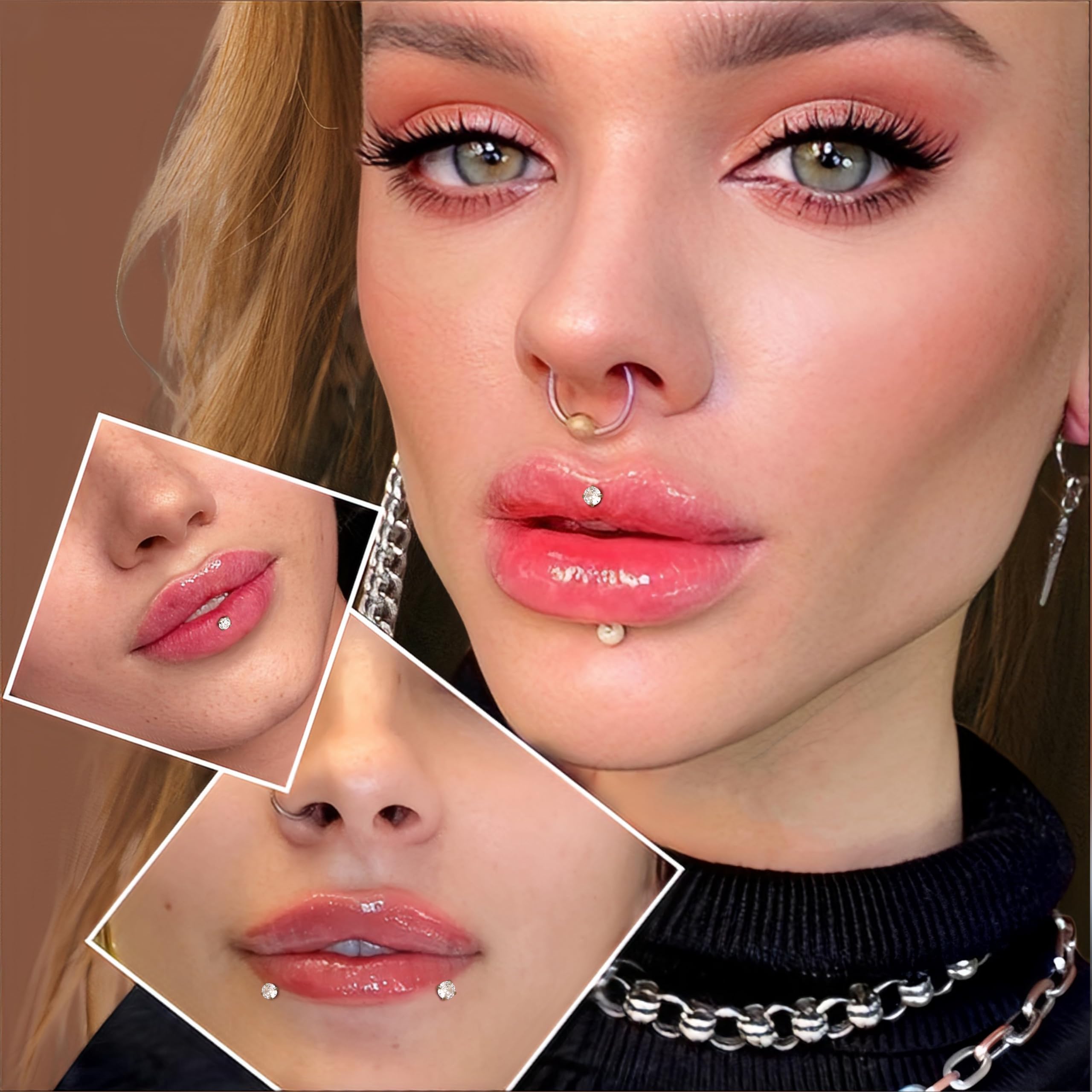 16G 12-teilige Ohrringe mit Flacher Rückseite, Helix-Tragus-Piercing-Schmuck