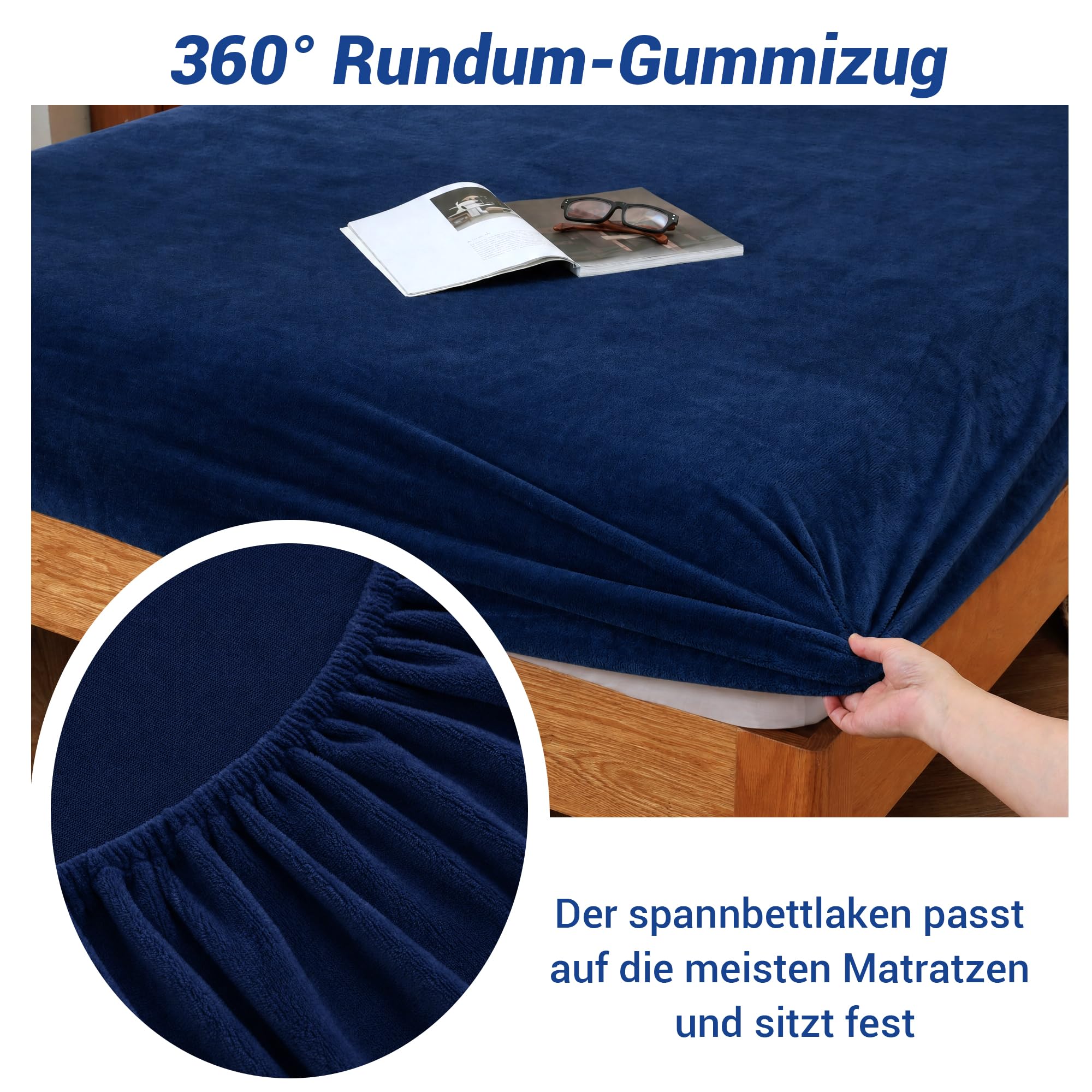 Softan Lenzuolo con angoli in peluche, 140-160 x 200 cm, profondità 30 cm