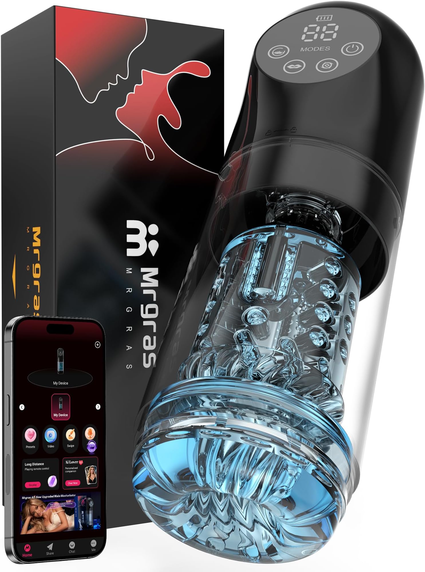 Male Masturbator Sex Toys for Men - AI Sync Male Sex Toy 9S Penis Pump & 9 Thrusting Rotating & 9 Vibrating Sucking Licking Modes Pocket Pussy Stroker Mens Sex Toy with LCD APP for Adult Toys & Games