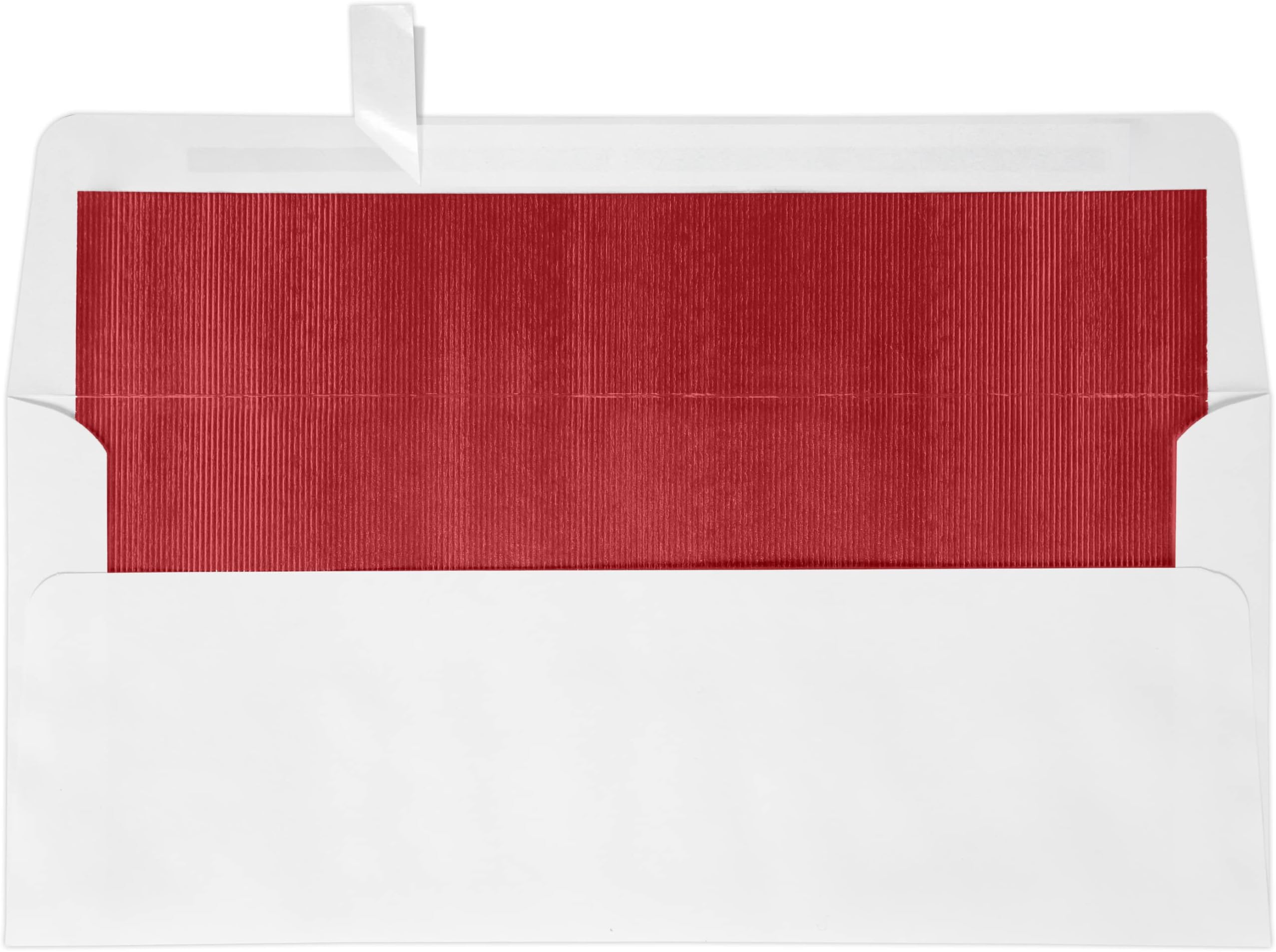 #10 Foil Lined Square Flap HOLIDAY Envelopes (4 1/8 x 9 1/2) w/Peel & Press - White w/Red LUX Lining (50 Qty.) | Perfect for Checks, Invoices, Letterhead, Statements, and More! | FLWH4260-01-50