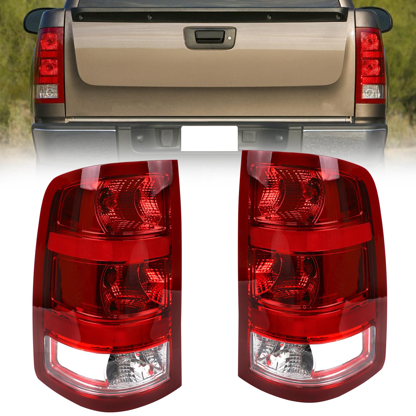 Tail Light Compatible with 2007-2013 GMC Sierra 1500, 2007-2014 GMC Sierra 2500 HD, 2007-2014 GMC Sierra 3500 HD 1 Pair Tail Lamp.