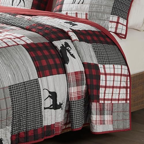 Miniatura 6 de Woolrich Juego de edredón reversible  Estilo cabaña invertido a color sólido, colcha ligera para todas las estaciones, capa de ropa de cama