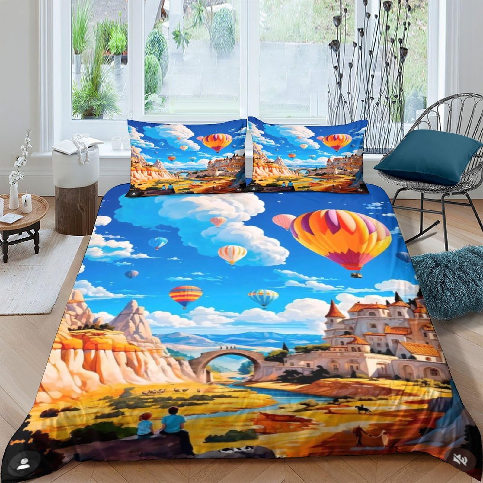 Couette souple motif montgolfière 3D pour décorer la chambre des filles et garçons