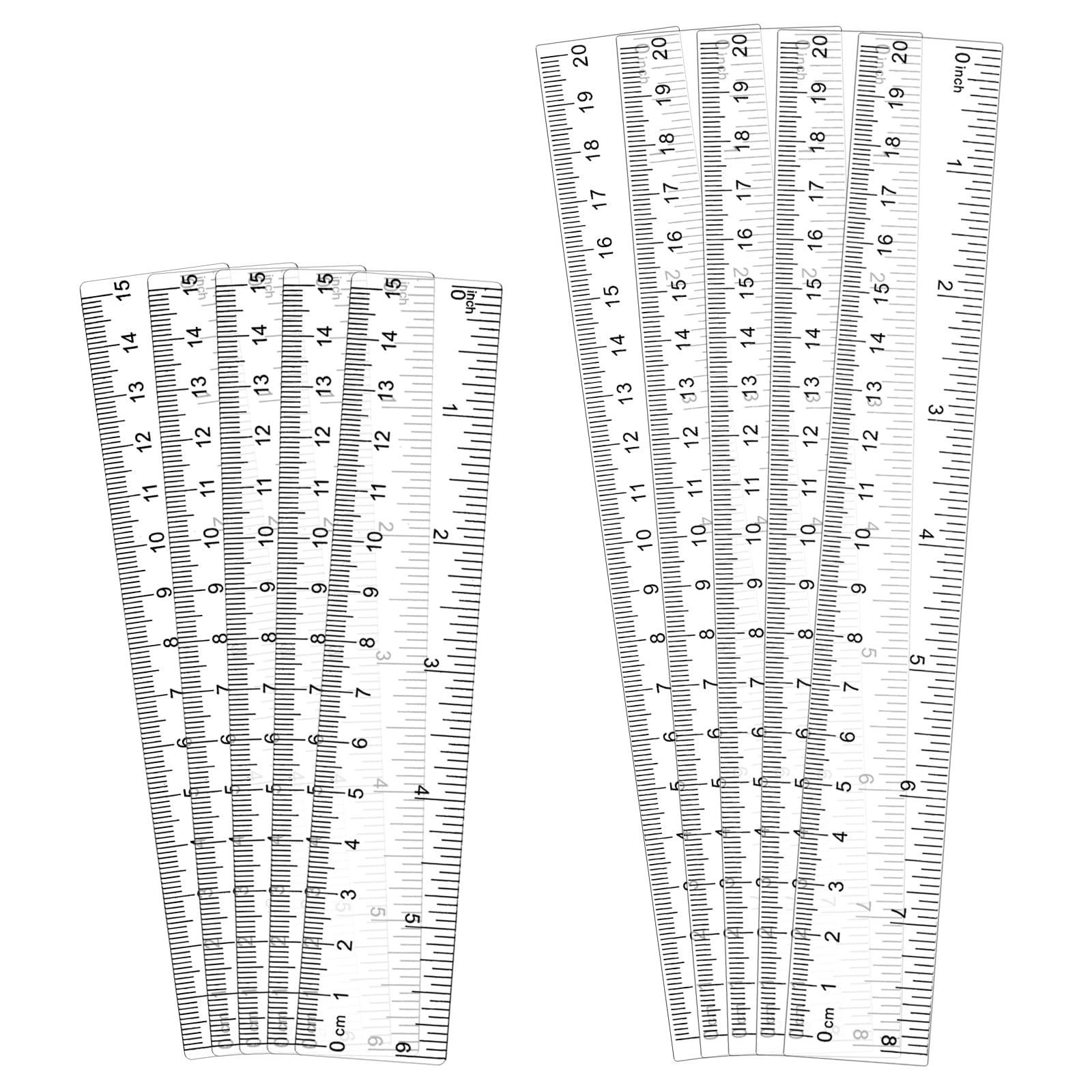 10 Pcs Clear Ruler, Clear Plastic Ruler 6 Inch 8 Inch Transparent Shatterproof Straight Rulers with Inches and Centimeters for School Classroom Home Office