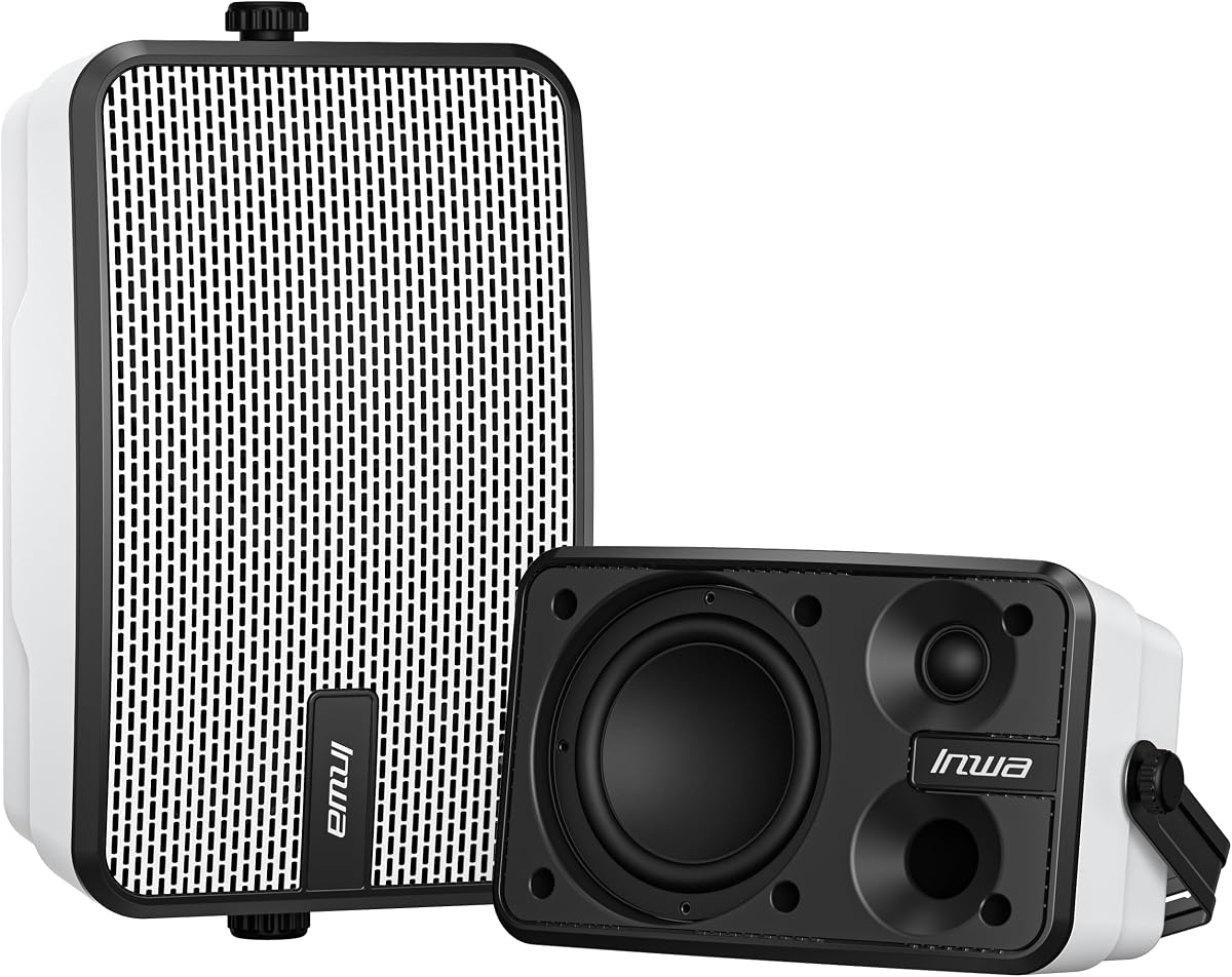 Outdoor Bluetooth Speakers, IPX5 Waterproof 400W Wall Mount Speaker, Powerful Indoor/Outdoor Sound System, Wireless Sync Up to 100 Speakers, Suitable for Patio/Porch/Gazebo/Garage(MZ-621, Pair)