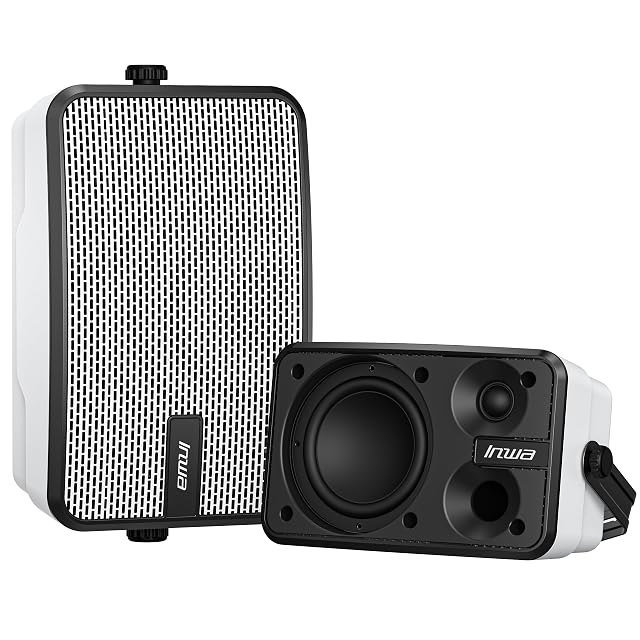 Inwa Outdoor Bluetooth Speakers IPX5 Waterproof 400W Wall Mount Speaker Powerful Indoor Outdoor Sound System Wireless Sync Up
