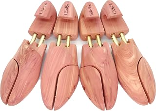 Luxinton Luka Men's Twin Tubed Red Cedar Shoe Trees 2-Pack - Hooked Heels, Moisture Absorbers for Dress Shoes