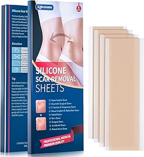 Krucasano Advanced Silicone Scar Sheets, Scar Removal Sheets, for Surgery, Hypertrophic, Scars Caused by C-Section, Burn, Keloid, Acne, Old & New Scars, 5.9"×1.57", Reusable 4 Sheets