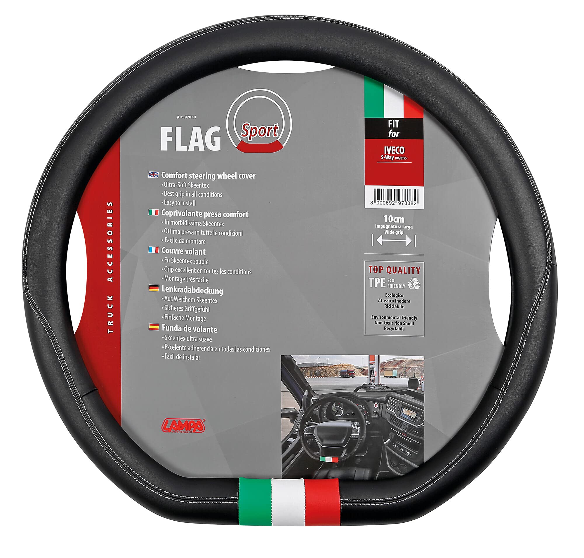 Lampa 97838 Flag Italia, coprivolante su Misura in Skeentex - Iveco S-Way (10/2019>)