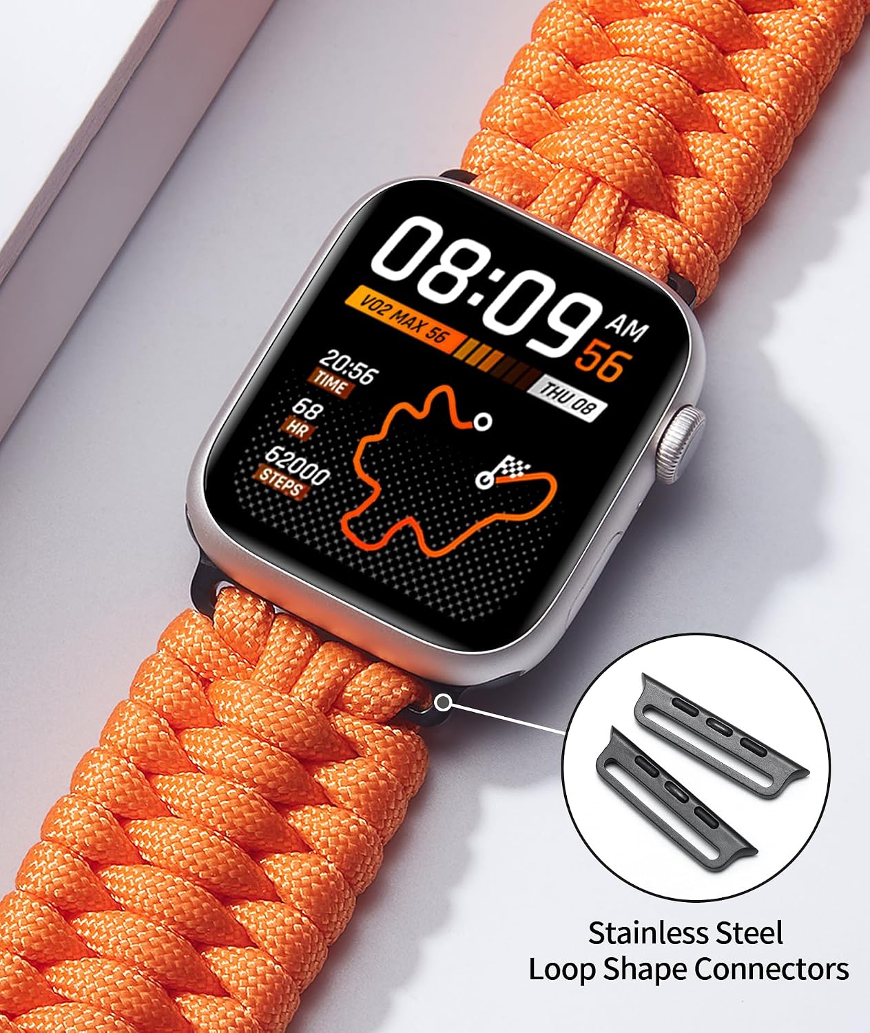 BINLUN Compatible with Apple Watch Band 49mm 46mm 45mm 44mm 42mm, Braided Paracord Nylon Replacement Strap Compatible with iWatch Ultra3 Ultra2 Ultra SE3 Series 11/10/9/8/7/SE2/SE/6/5/4/3/2/1 for Men