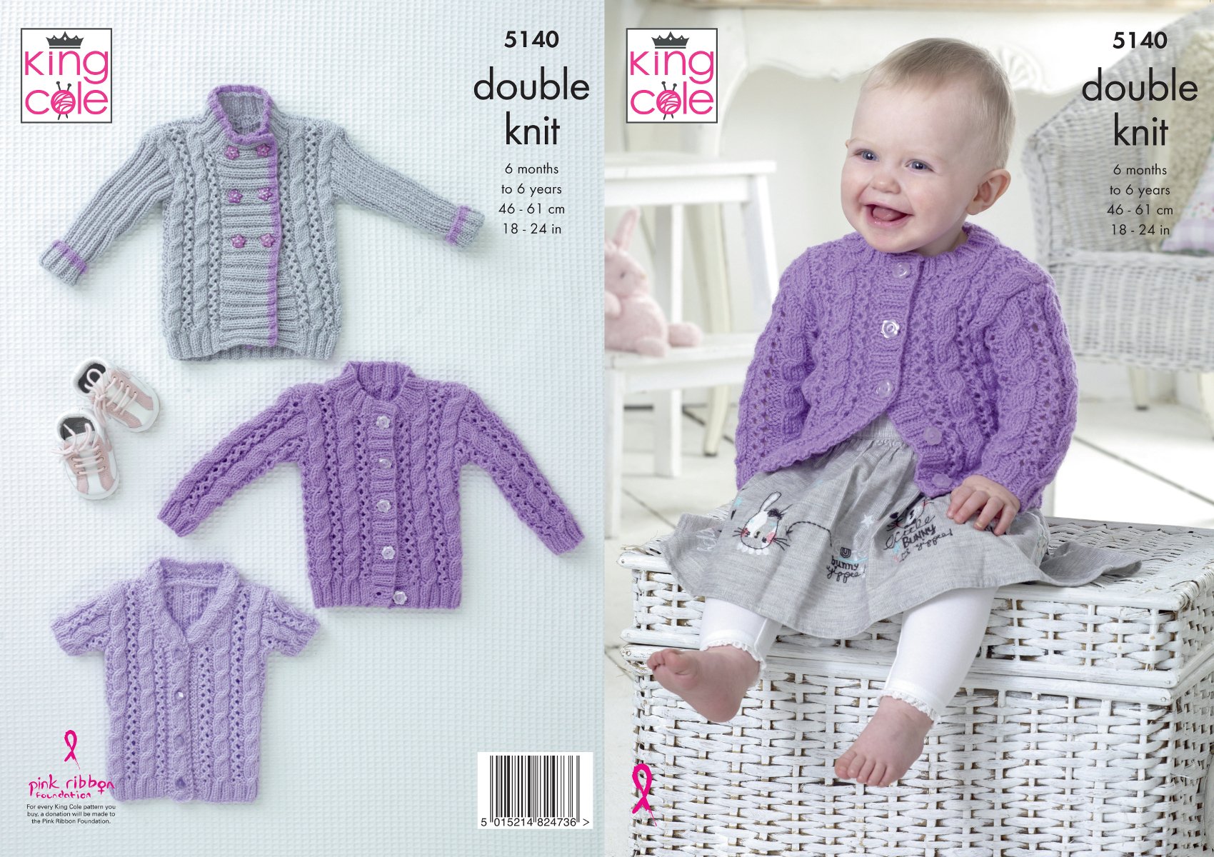 King Cole 5140 Knitting Pattern Baby Child Cardigans Big Value Baby DK